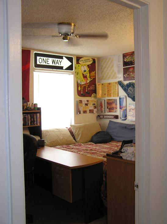 A view of Stinky's room from the top of the stairs